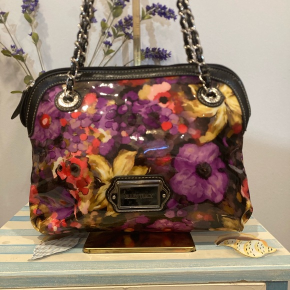 Ellen Tracy Handbags - Ellen Tracy Purple Floral Shoulder Bag
